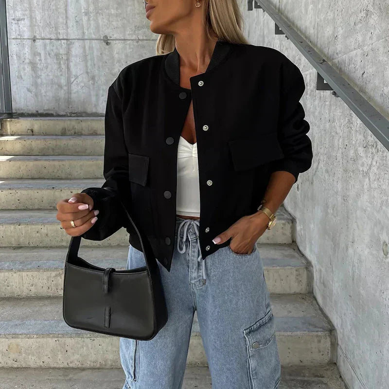Paula Giacca Bomber Donna – Style Court con Tasche a Rabat & Look Urbain Tendance