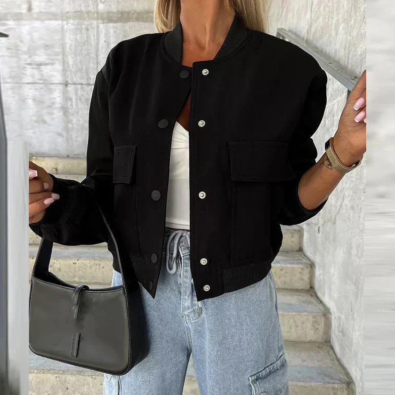 Paula Giacca Bomber Donna – Style Court con Tasche a Rabat & Look Urbain Tendance