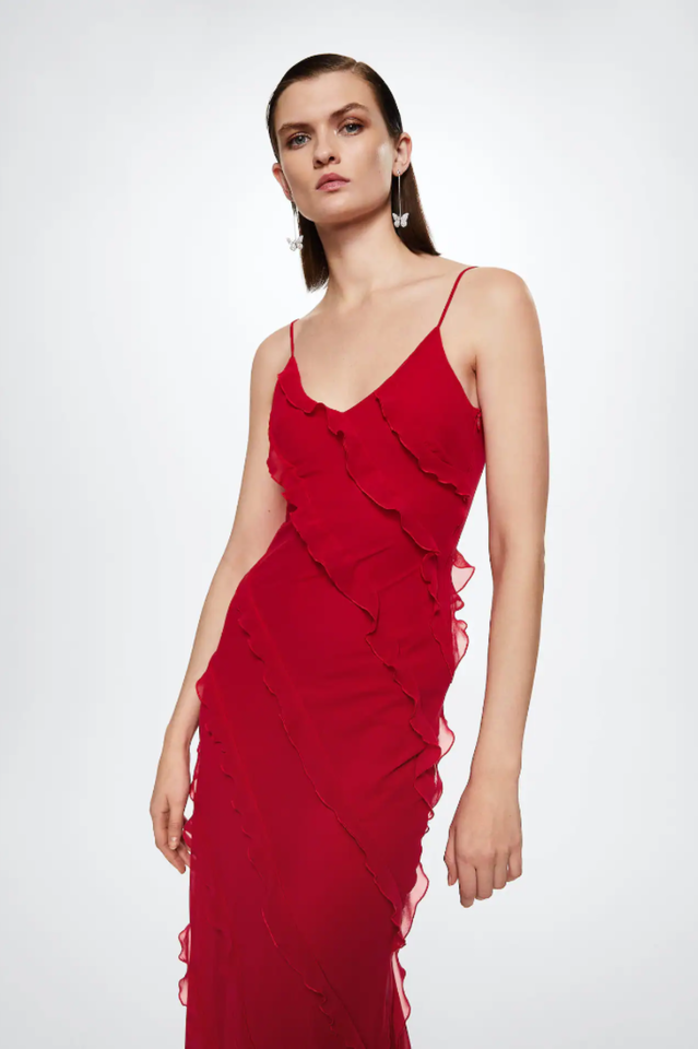 Robe Longue Donna Ashtine – Abito d’Estate Leggera a Balze con Gonna a Étages & Look di Plage