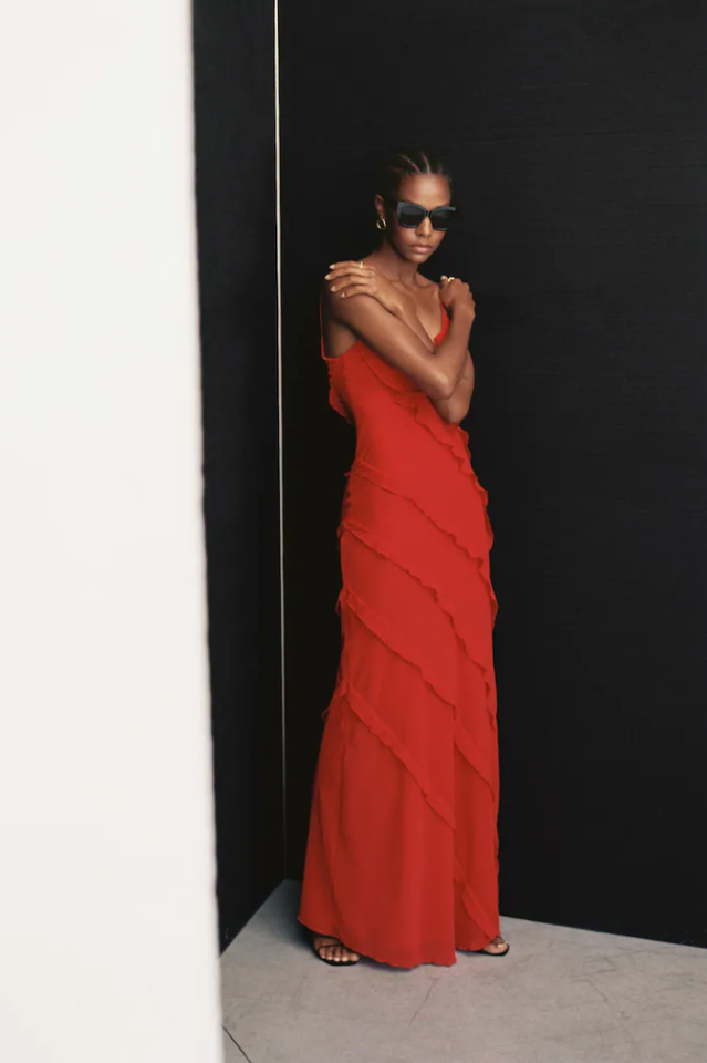 Robe Longue Donna Ashtine – Abito d’Estate Leggera a Balze con Gonna a Étages & Look di Plage