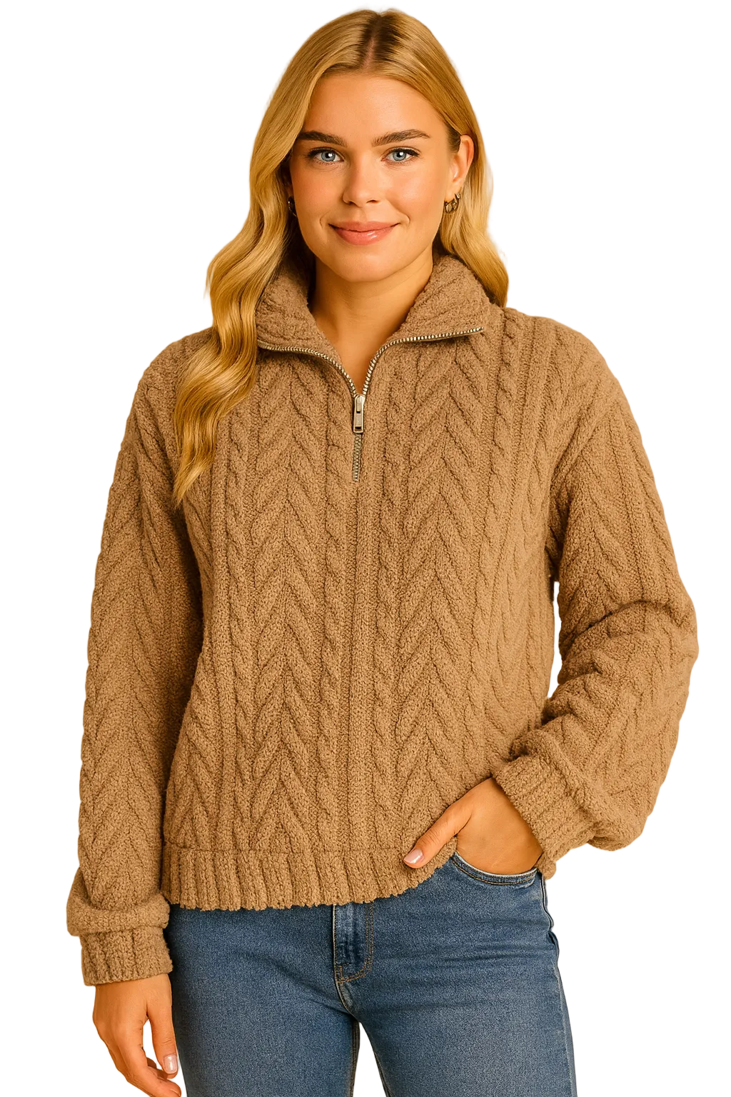 Lina Maglione Polaire Donna a Col Montant Zippé – Linea Comfort & Style Moderne