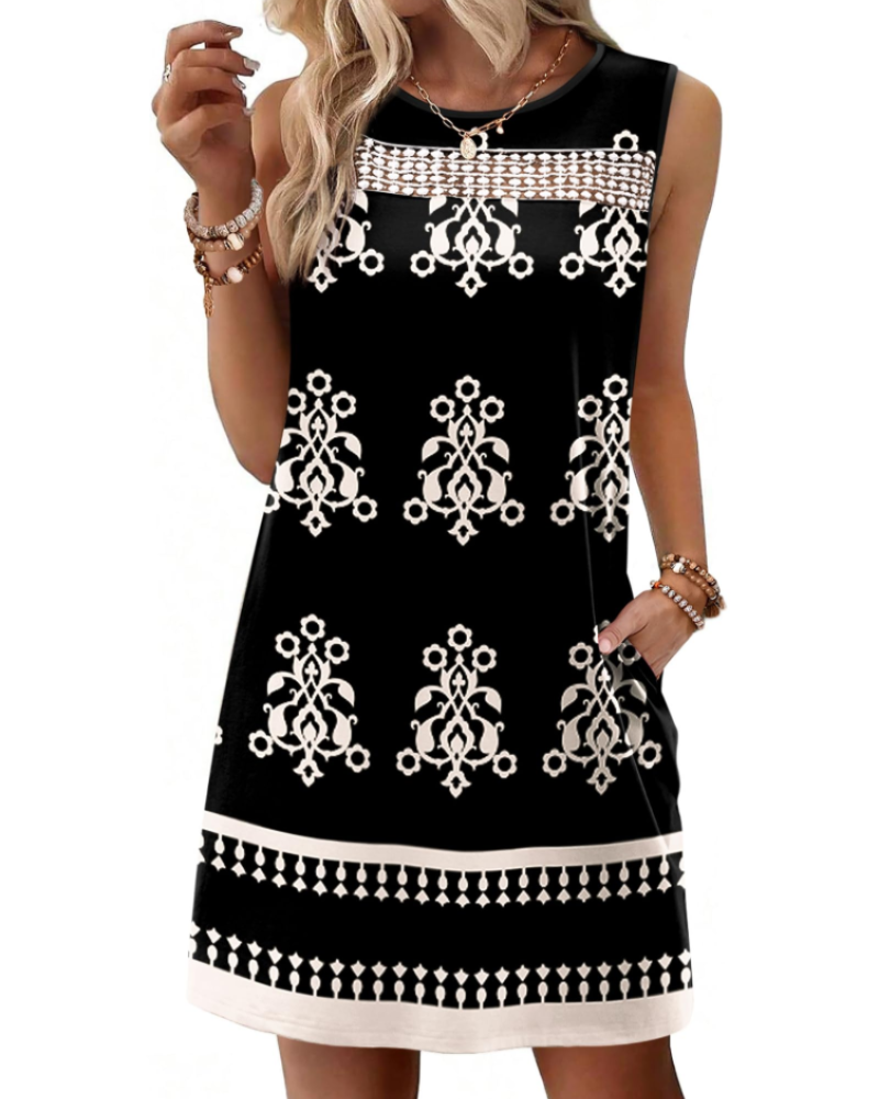 Renee Abito Mini Donna – Abito Estate Débardeur in Pizzo, Linea Fluida con Tasche, Style Elegante