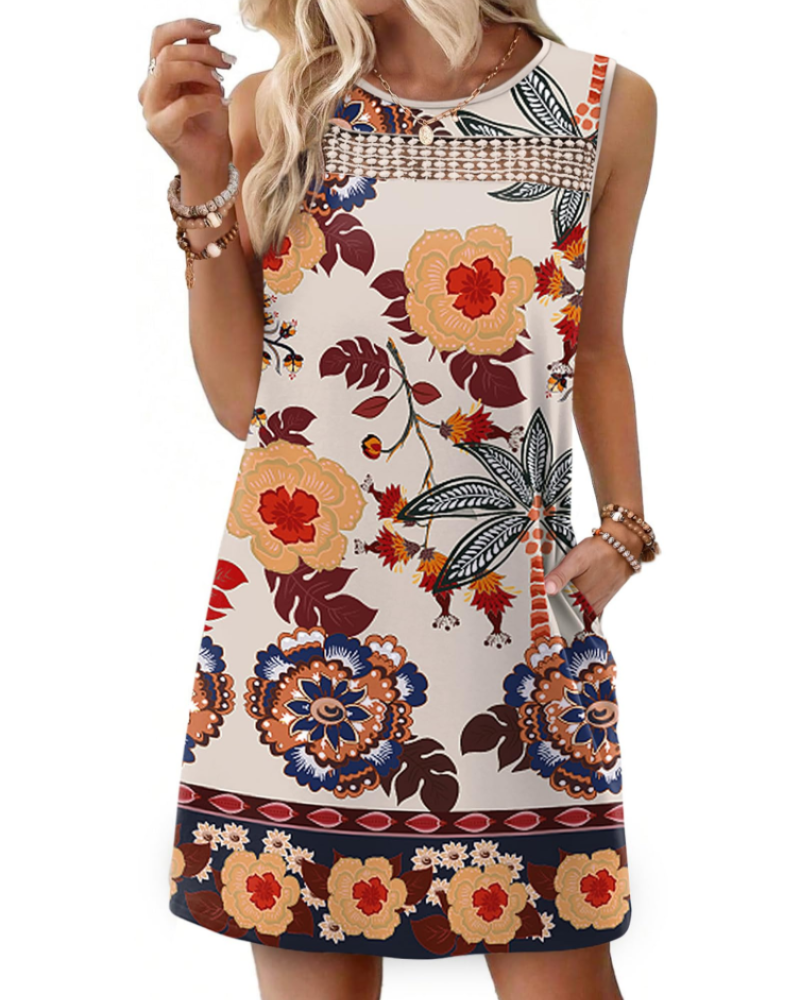 Renee Abito Mini Donna – Abito Estate Débardeur in Pizzo, Linea Fluida con Tasche, Style Elegante