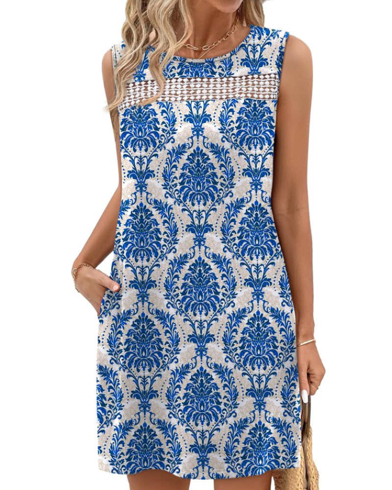 Renee Abito Mini Donna – Abito Estate Débardeur in Pizzo, Linea Fluida con Tasche, Style Elegante