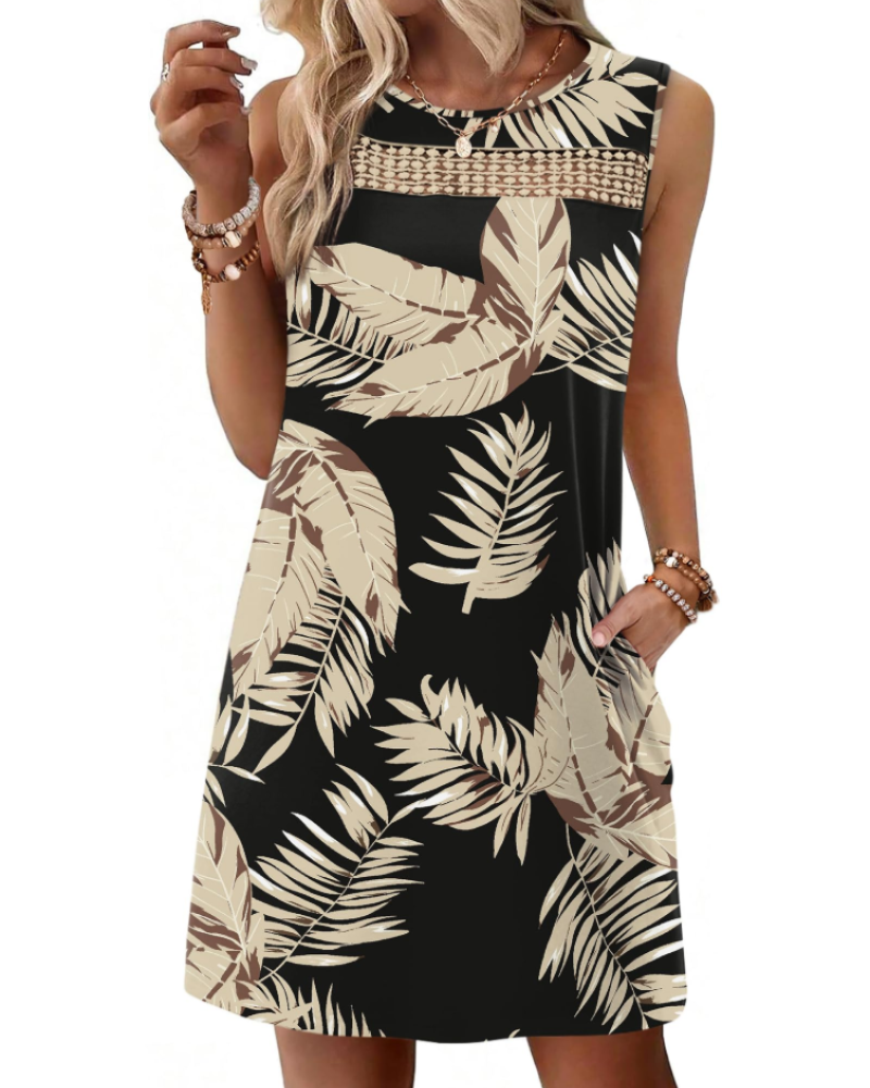 Renee Abito Mini Donna – Abito Estate Débardeur in Pizzo, Linea Fluida con Tasche, Style Elegante