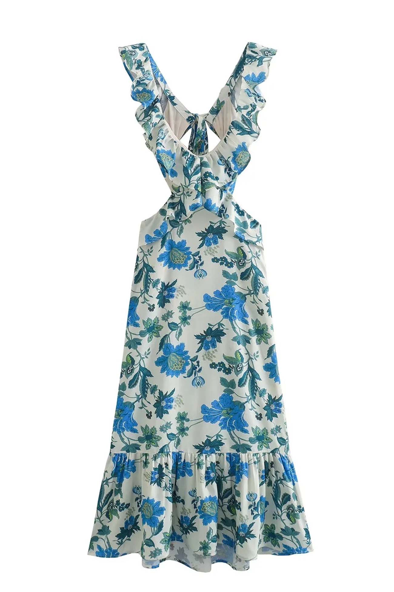Robe d’Estate Donna Eris – Abito a Balze con Lacets, Détails Découpés & Stampa a Fiori