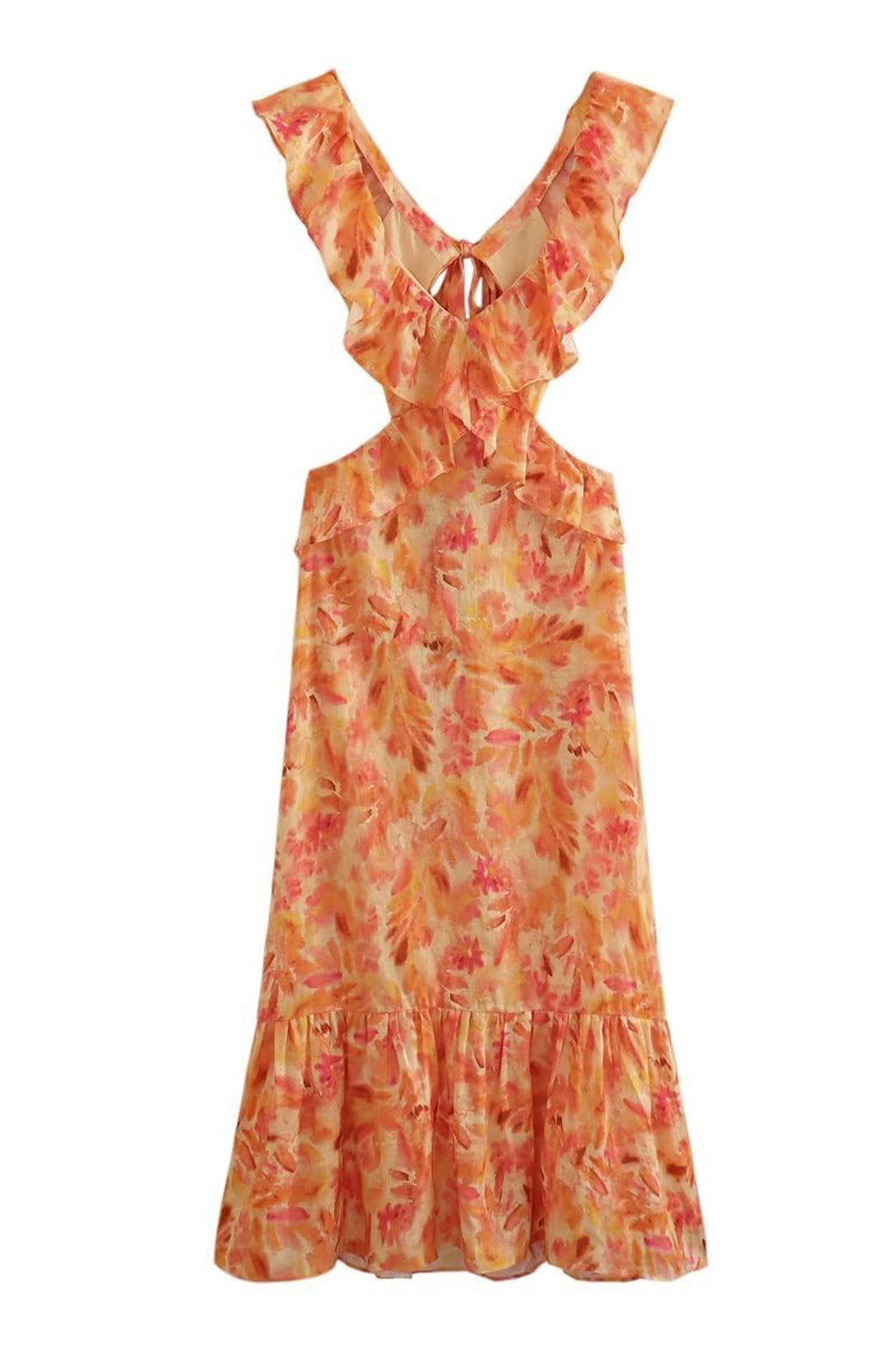 Robe Longue Donna Amara – Abito d’Estate Senza Maniche con Bretella a Balze & Elegante Col in V