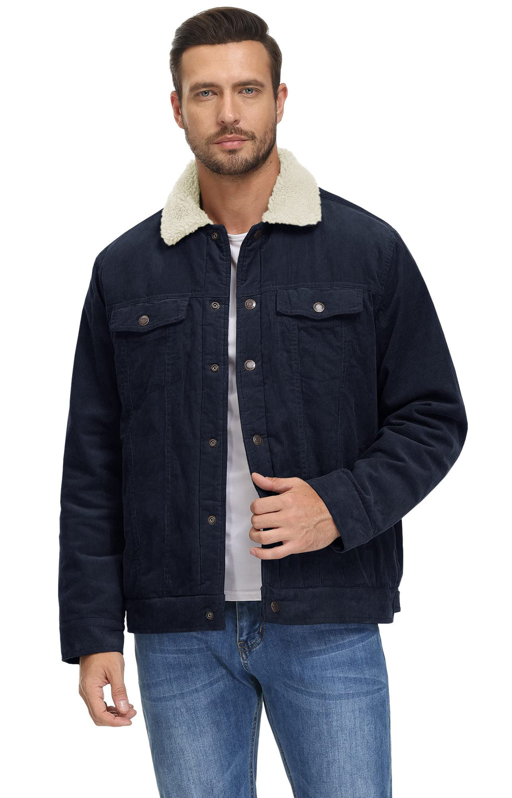 Legan Giacca Trucker Uomo in Velluto Côtelé – Doublure Sherpa, Chaleur & Style Casual