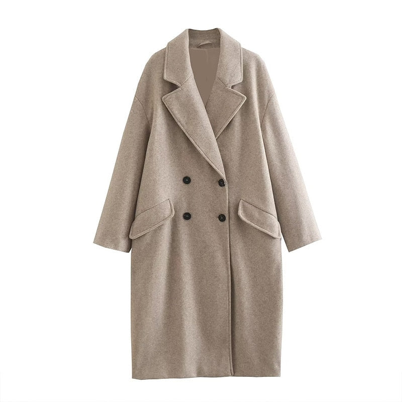 Sofia Cappotto Donna Long in Lana – Cappotto Elegante a Double Boutonnage & Col Classique