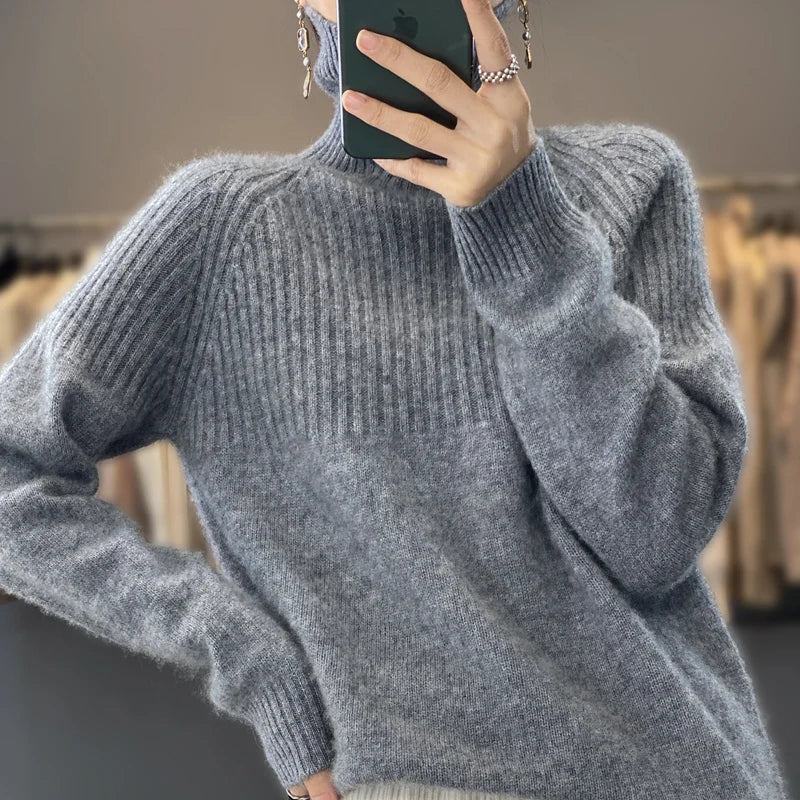 Luan Maglione Dolcevita Donna – Tricot Morbido con Détails Côtelés & Linea Moderne Relax