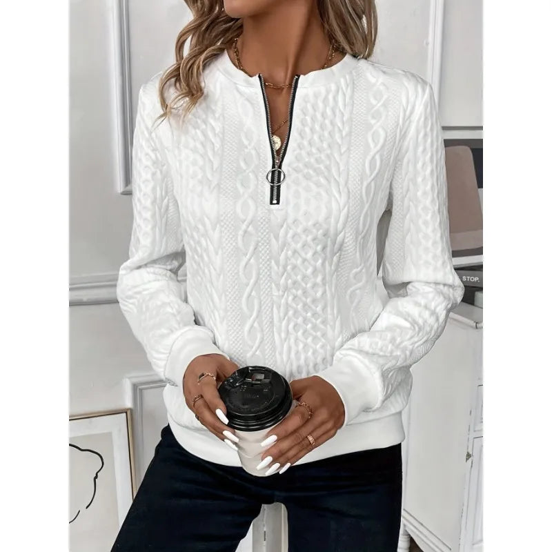 Margaux Sweat Donna Inverno – Maglione Zippé Confortevole in Maglia con Design Elegante