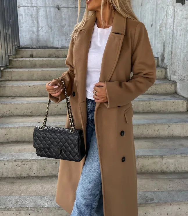 Grace Cappotto Donna in Lana – Cappotto Long Double Boutonnage con Linea Structurée & Style Elegante