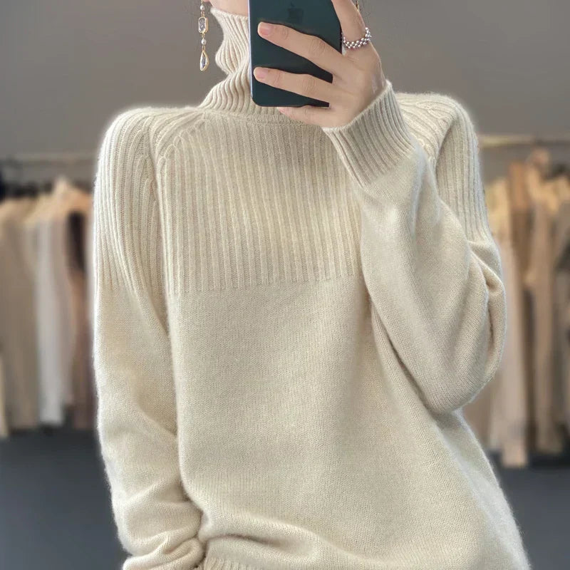 Luan Maglione Dolcevita Donna – Tricot Morbido con Détails Côtelés & Linea Moderne Relax
