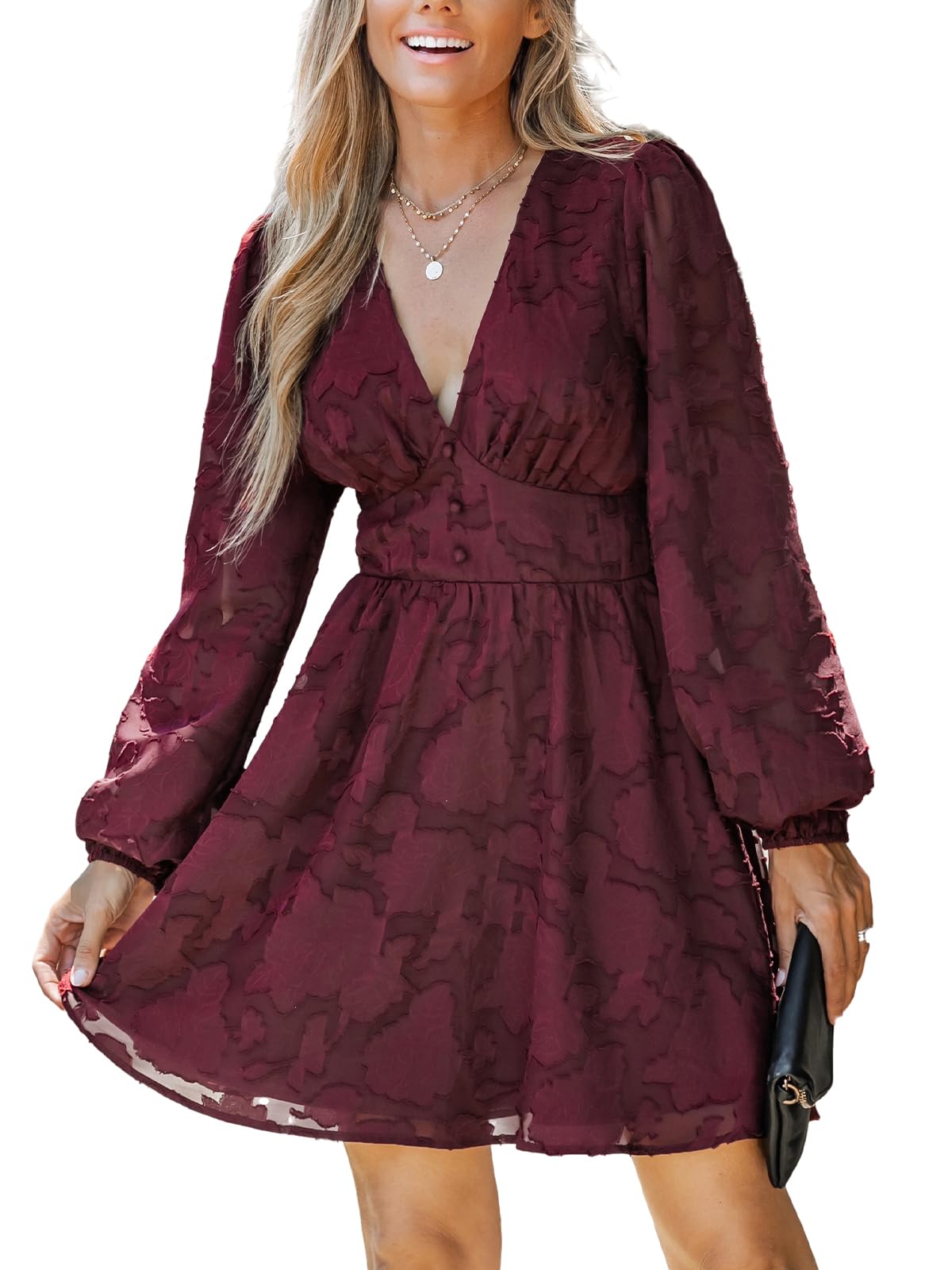 Ronalyn Abito Donna – Bodycon Pizzo Scollo a V, Maniche Lunghe & Linea Mini Elegante Soirée