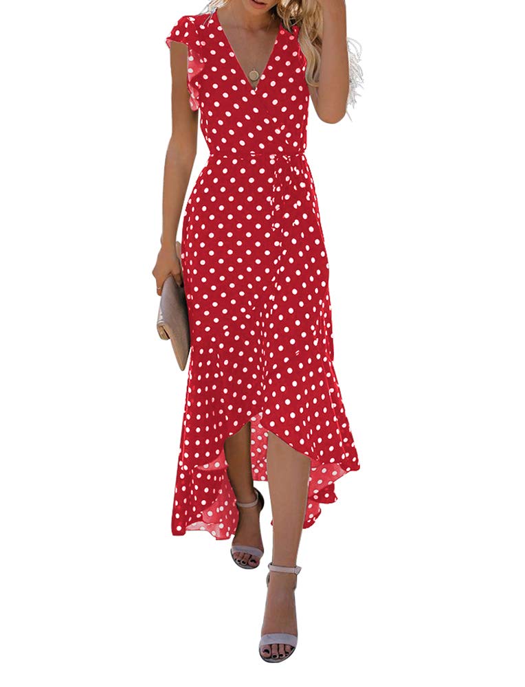 Gertrude Abito Donna – Cache-Cœur Scollo a V Floral, Linea Maxi Fluida & Ourlet Asymétrique Estate