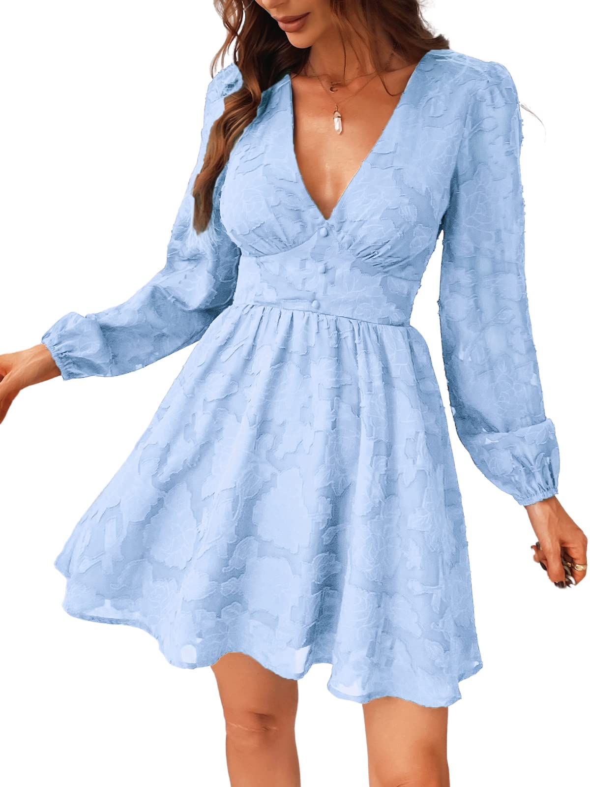 Ronalyn Abito Donna – Bodycon Pizzo Scollo a V, Maniche Lunghe & Linea Mini Elegante Soirée