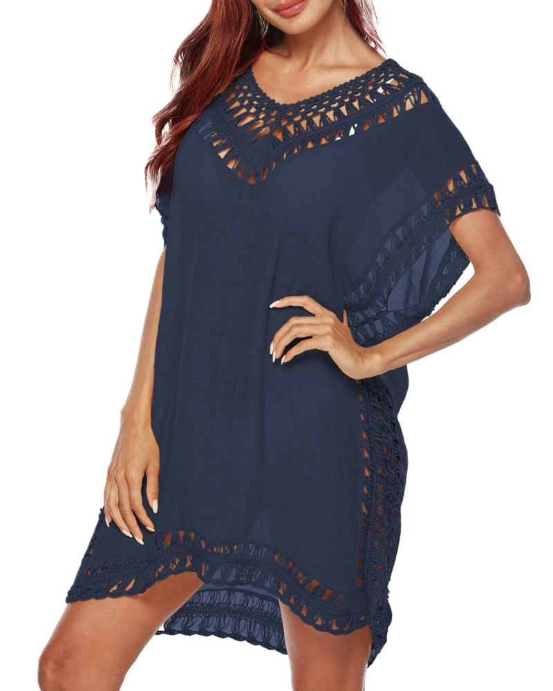 Meleden Abito di Plage Donna – Poncho Fluida Scollo a V Cover-Up Bikini Style Bohémien