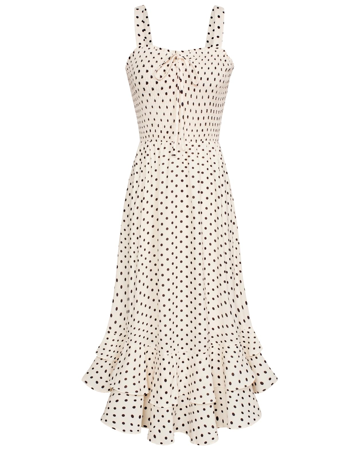 Mildred Abito Maxi Donna – Scollo Quadrato Bretella, Linea a Trapezio Smockée & Ourlet Balze Estate