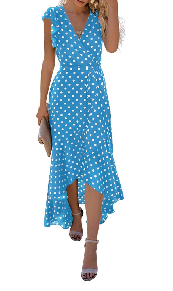 Gertrude Abito Donna – Cache-Cœur Scollo a V Floral, Linea Maxi Fluida & Ourlet Asymétrique Estate