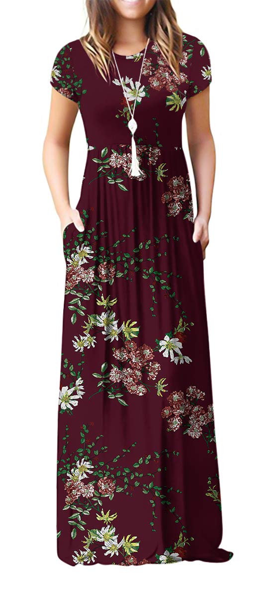 Bridget Abito Maxi Donna – Girocollo Uni, Linea Fluida & Vita Alta con Tasche Estate
