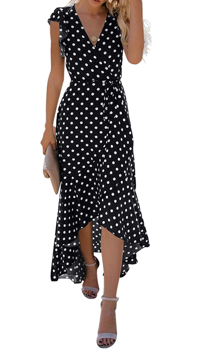 Gertrude Abito Donna – Cache-Cœur Scollo a V Floral, Linea Maxi Fluida & Ourlet Asymétrique Estate