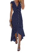 Gertrude Abito Donna – Cache-Cœur Scollo a V Floral, Linea Maxi Fluida & Ourlet Asymétrique Estate
