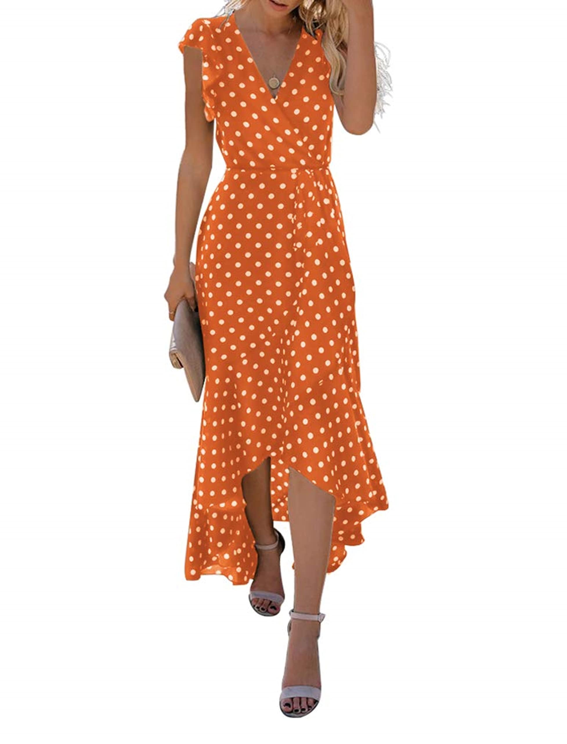 Gertrude Abito Donna – Cache-Cœur Scollo a V Floral, Linea Maxi Fluida & Ourlet Asymétrique Estate