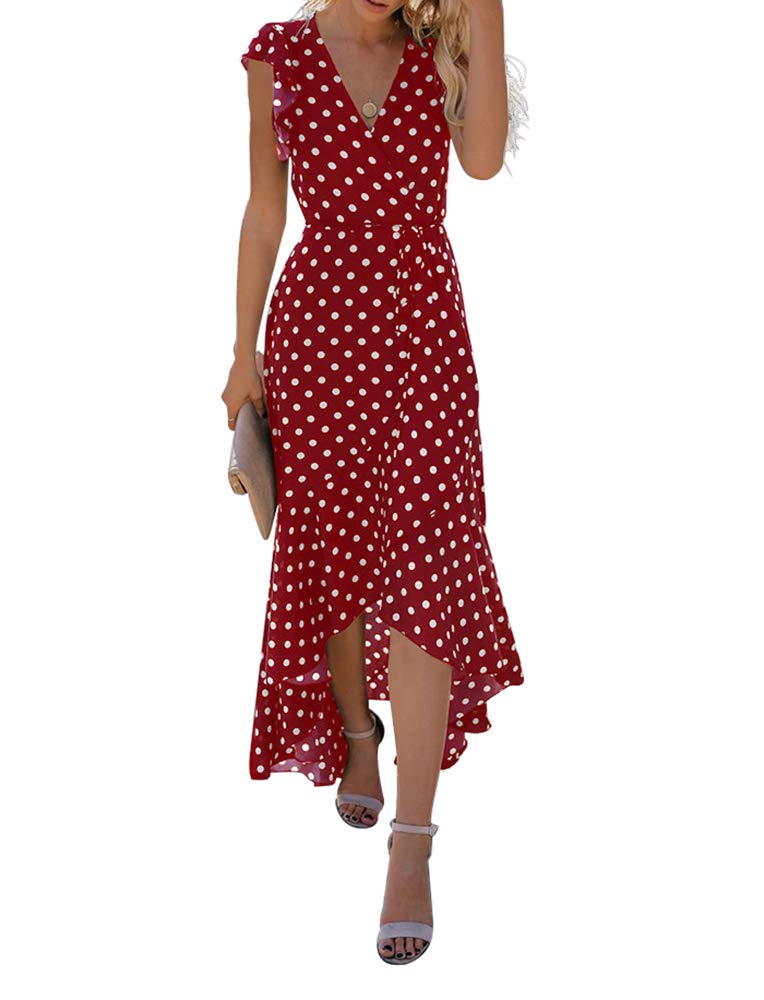 Gertrude Abito Donna – Cache-Cœur Scollo a V Floral, Linea Maxi Fluida & Ourlet Asymétrique Estate