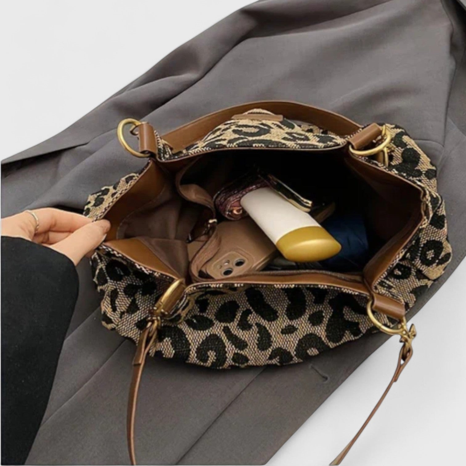 Kailany Borsa Shopping Donna in Toile – Grand Format Léopard con Anses & Bandoulière Regolabile