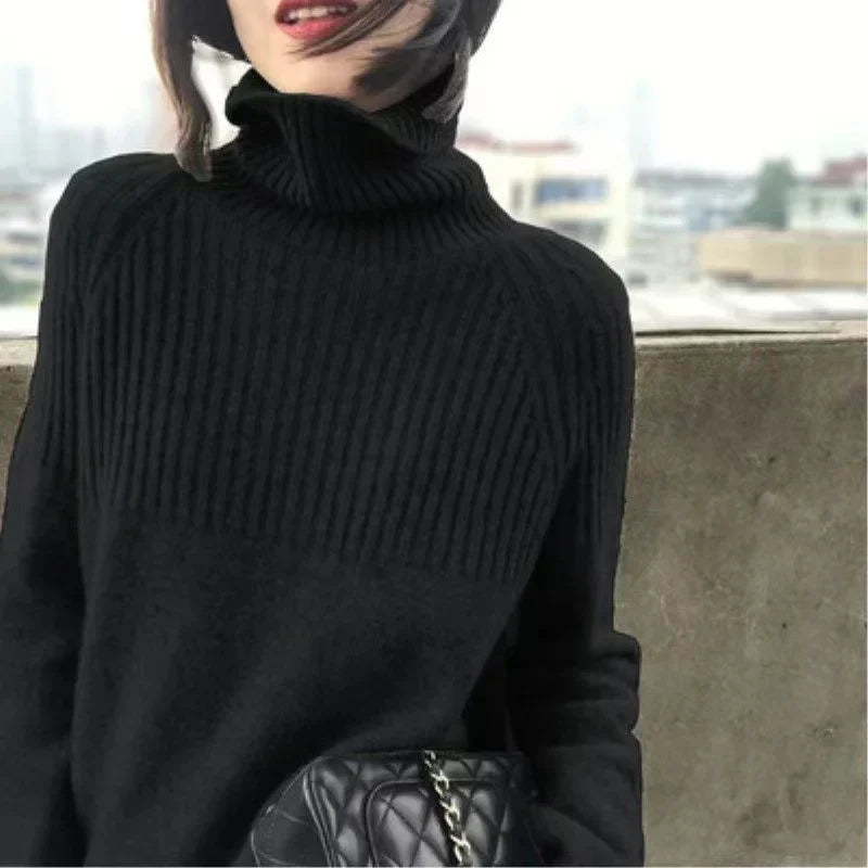Luan Maglione Dolcevita Donna – Tricot Morbido con Détails Côtelés & Linea Moderne Relax