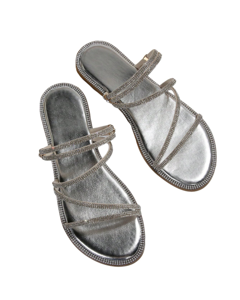 Wren Sandali Donna – Mules Plates a Fasce con Strass & Design Elegante Estate