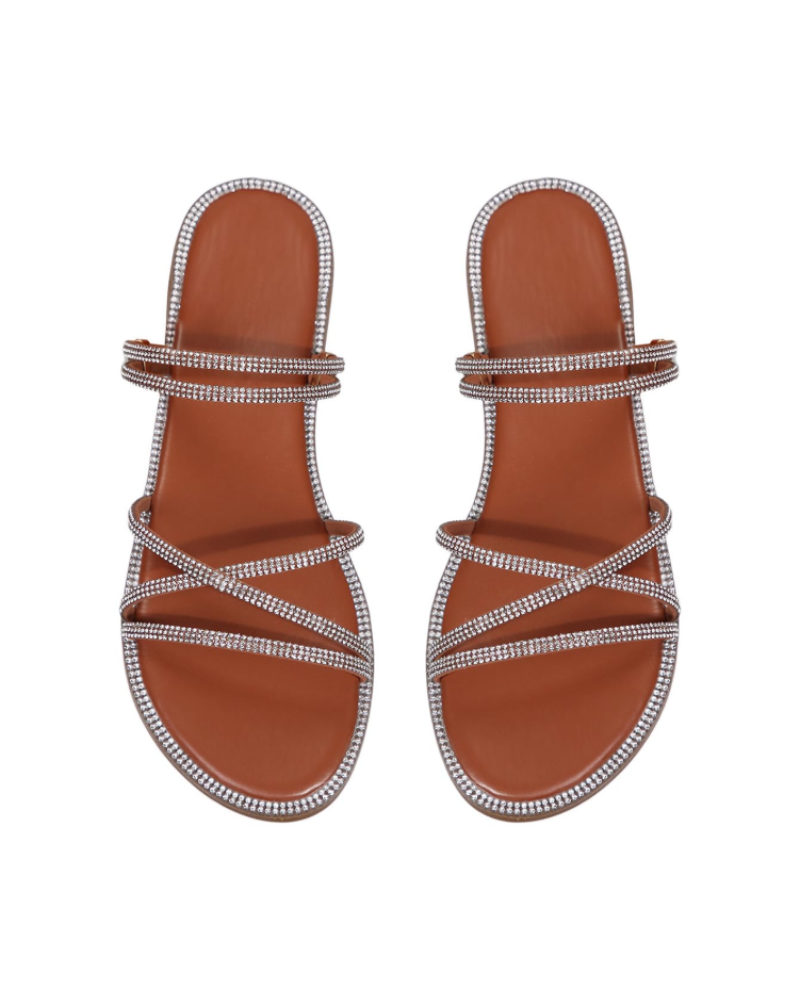 Wren Sandali Donna – Mules Plates a Fasce con Strass & Design Elegante Estate