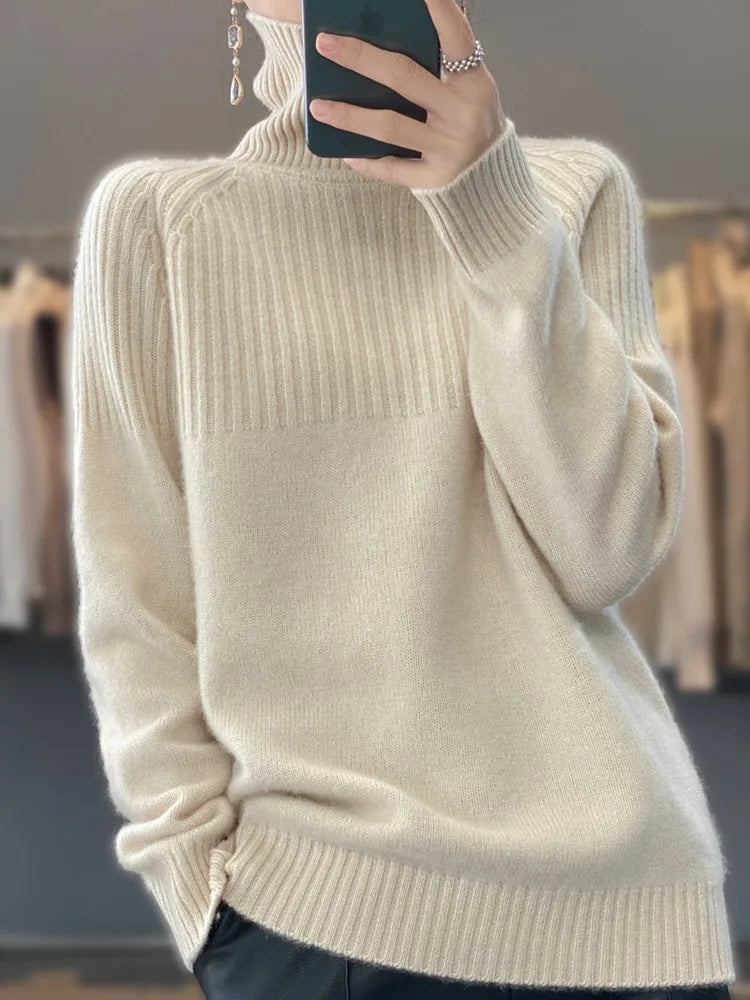 Luan Maglione Dolcevita Donna – Tricot Morbido con Détails Côtelés & Linea Moderne Relax