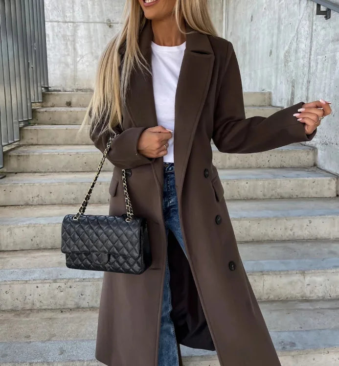 Grace Cappotto Donna in Lana – Cappotto Long Double Boutonnage con Linea Structurée & Style Elegante