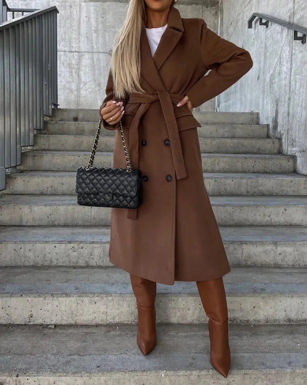 Grace Cappotto Donna in Lana – Cappotto Long Double Boutonnage con Linea Structurée & Style Elegante