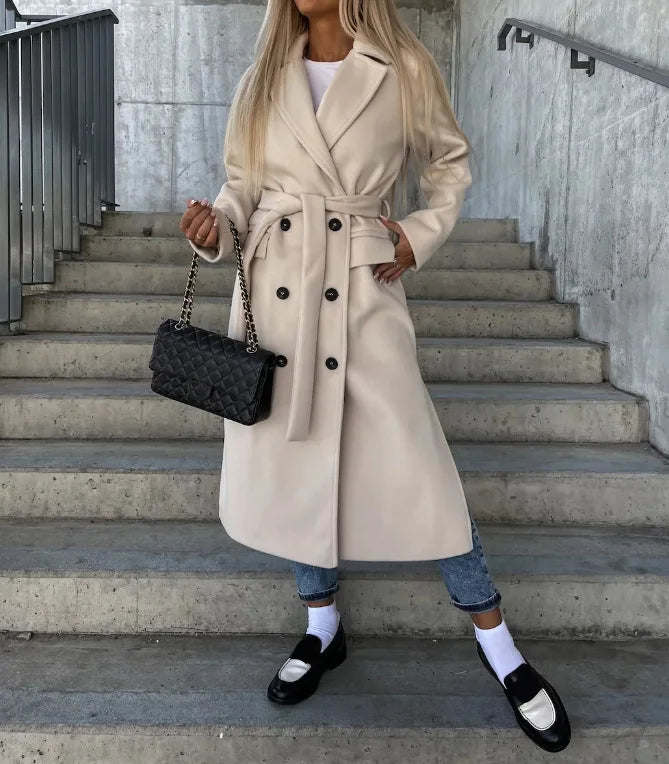 Grace Cappotto Donna in Lana – Cappotto Long Double Boutonnage con Linea Structurée & Style Elegante