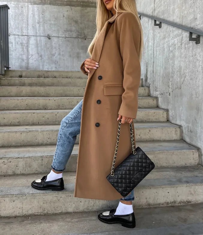 Grace Cappotto Donna in Lana – Cappotto Long Double Boutonnage con Linea Structurée & Style Elegante