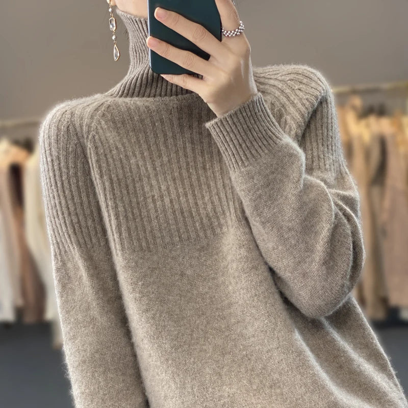 Luan Maglione Dolcevita Donna – Tricot Morbido con Détails Côtelés & Linea Moderne Relax