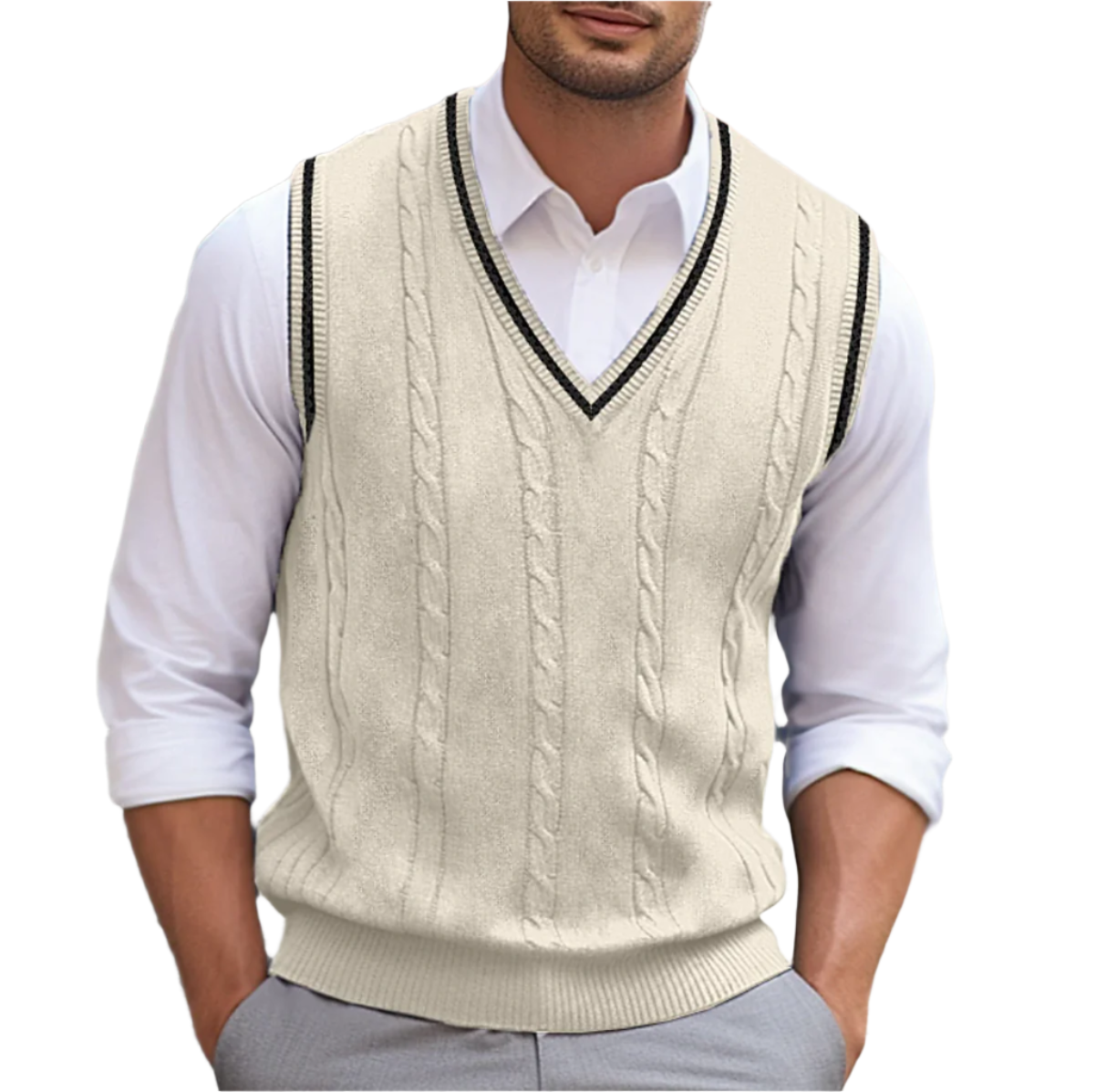 Kyson Maglione Uomo – Maglione Senza Maniche a Scollo a V Elegante & Confortevole Style Moderne