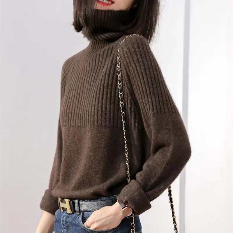 Luan Maglione Dolcevita Donna – Tricot Morbido con Détails Côtelés & Linea Moderne Relax