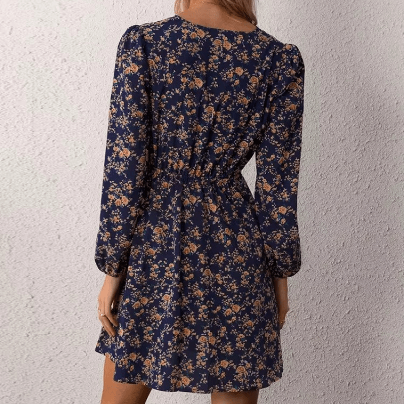 Selina Abito Mini Donna – Stampa Floral Romantique con Scollo a V e Linea Ajustée e Fluida