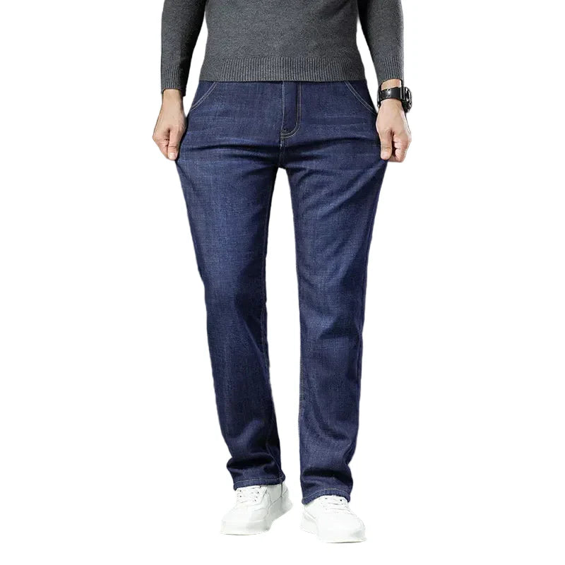 René Jeans Uomo Doublé Polaire – Pantalone Denim Caldo Slim Fit per l’Inverno