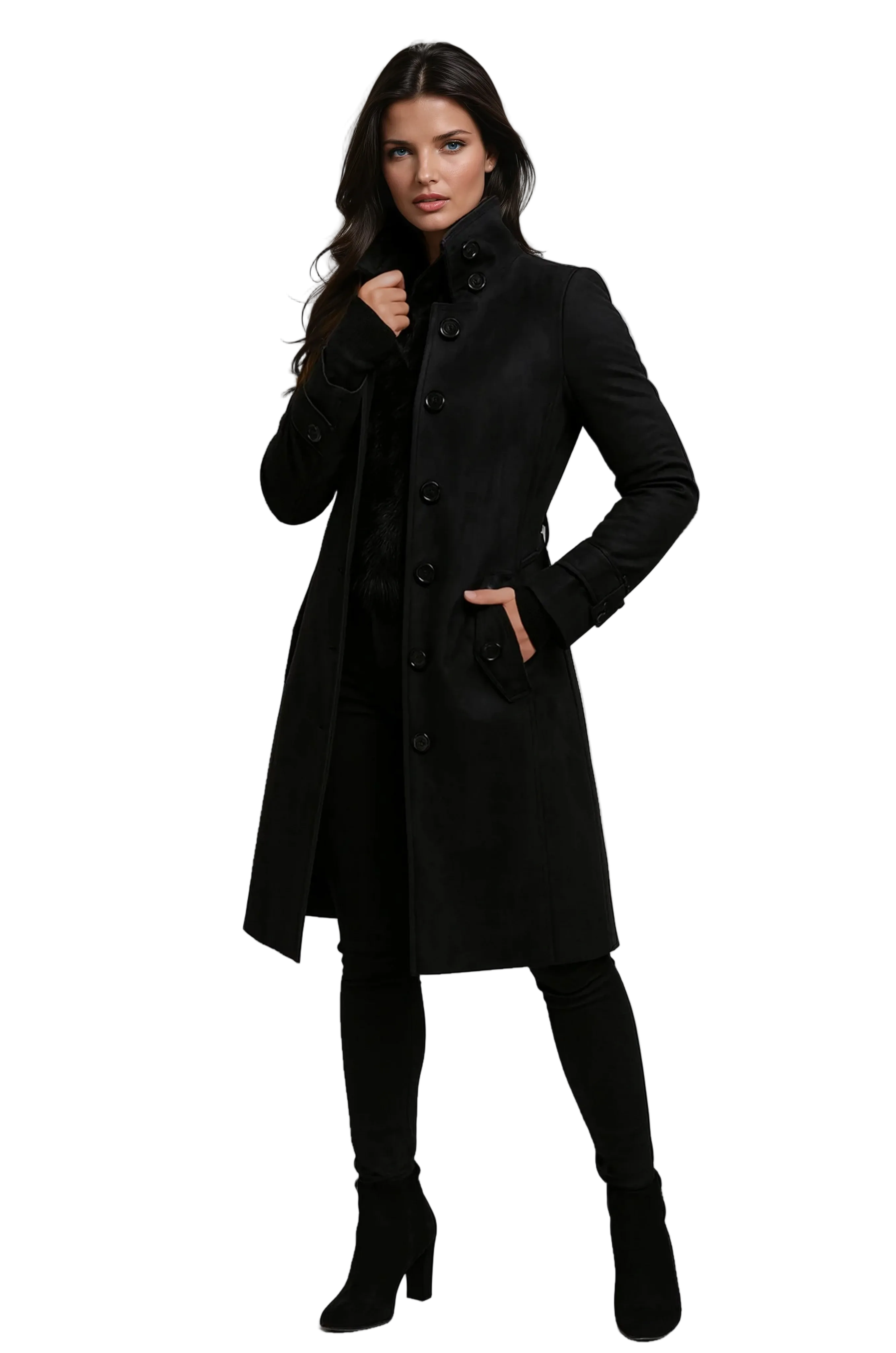 Sandy Trenchcoat Donna – Cappotto Inverno con Col Top & Linea Cintrée Elegante