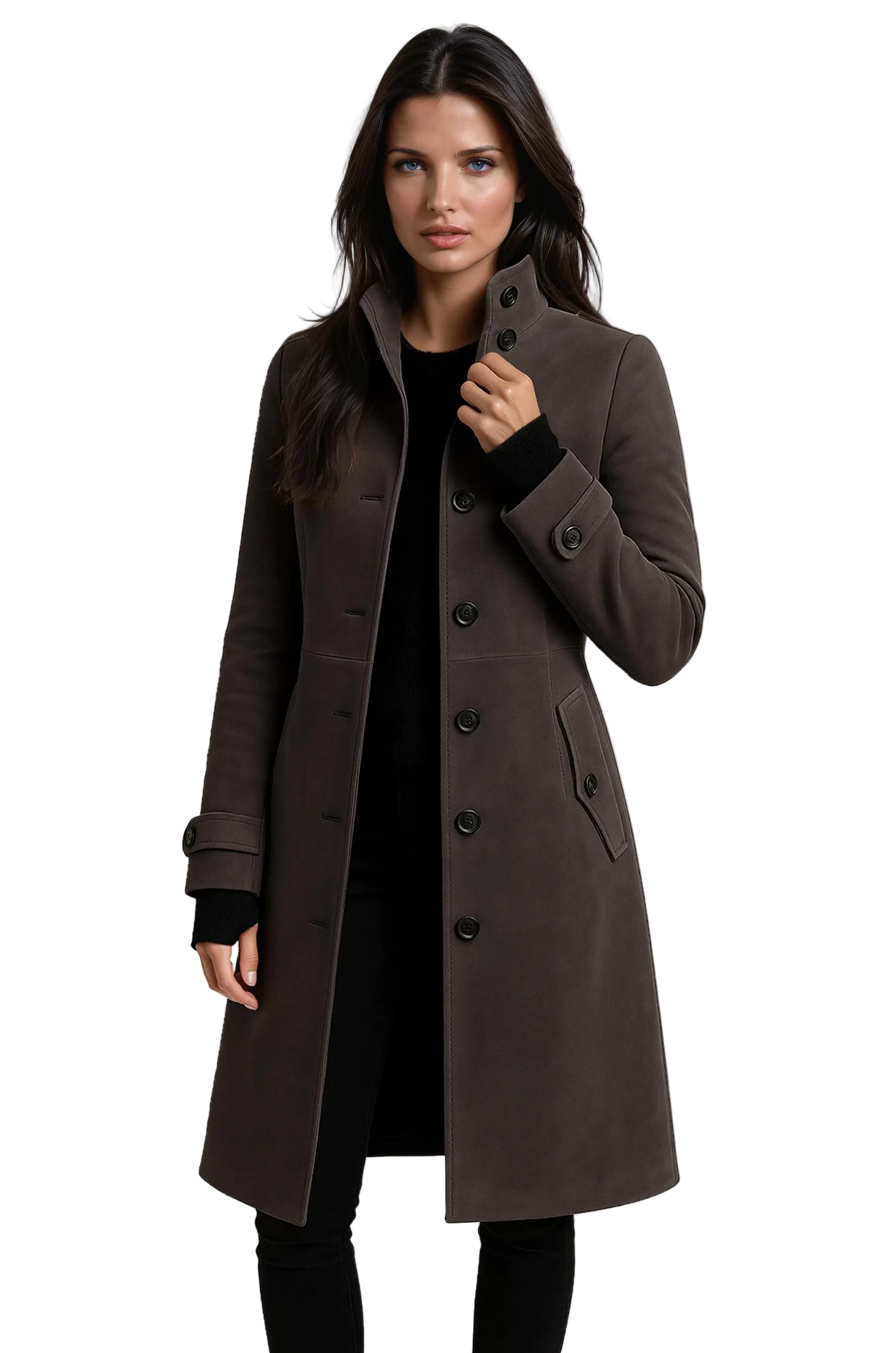 Sandy Trenchcoat Donna – Cappotto Inverno con Col Top & Linea Cintrée Elegante