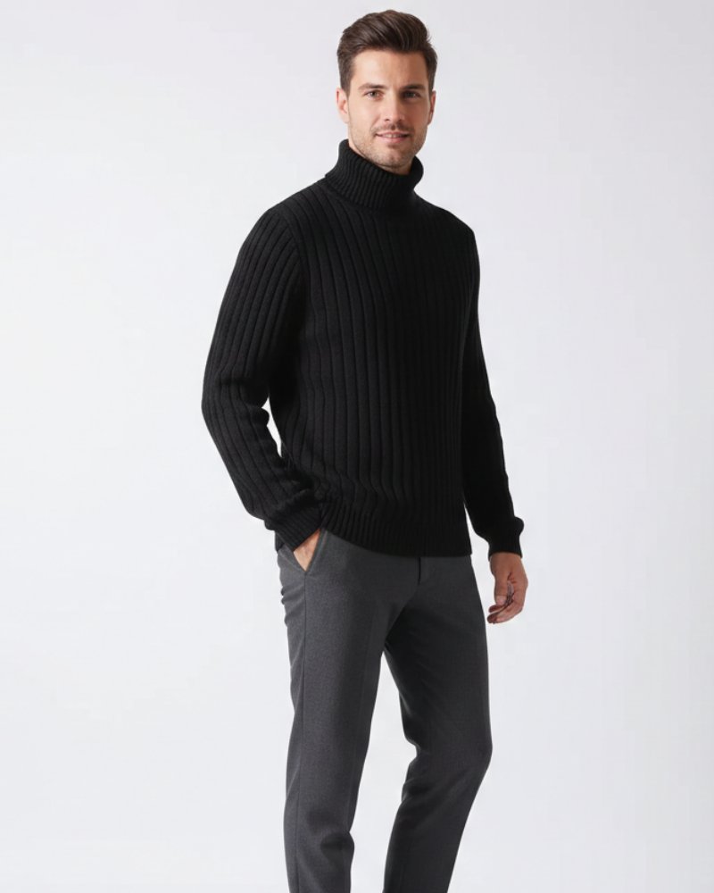 Maglione Dolcevita Uomo in maglia a coste, modello James