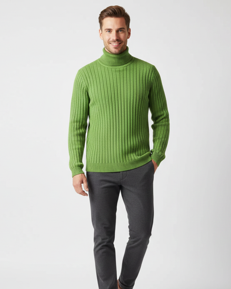 Maglione Dolcevita Uomo in maglia a coste, modello James — vista 4