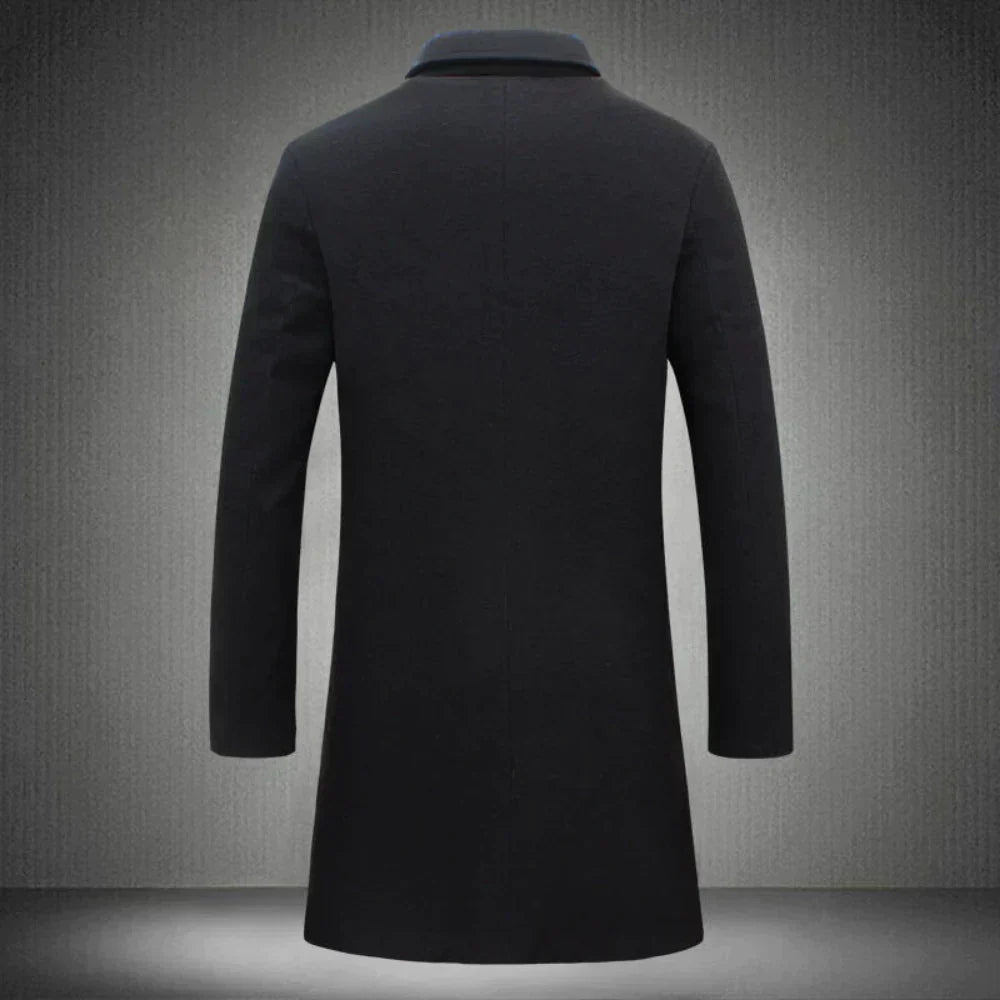 Zairen Cappotto Long Uomo – Linea Droite Elegante con Col Classique & Fermeture Boutonnée
