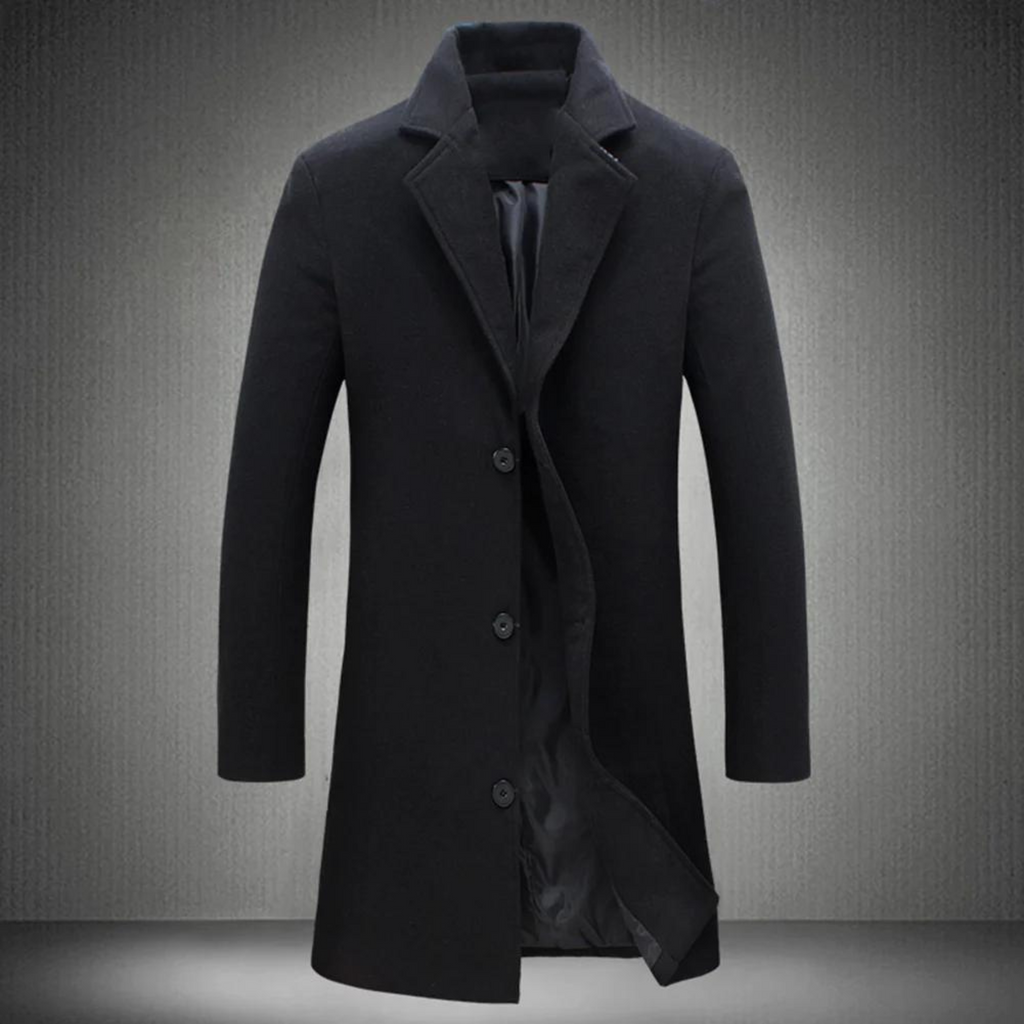 Zairen Cappotto Long Uomo – Linea Droite Elegante con Col Classique & Fermeture Boutonnée