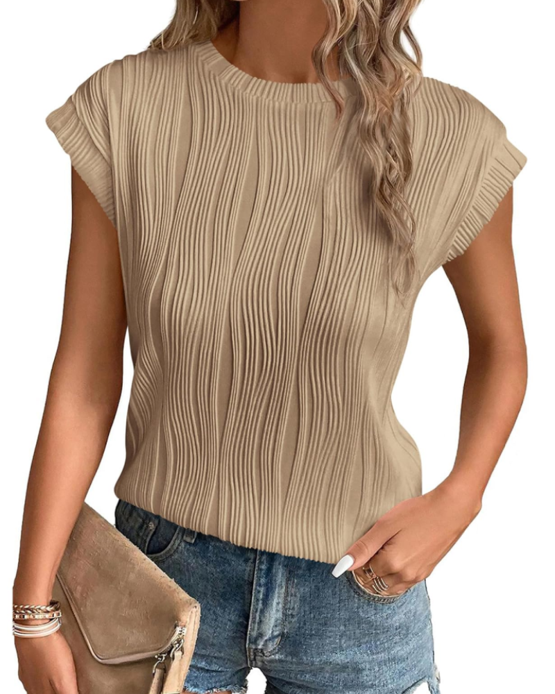 Zuri T-Shirt Donna – Top Maglia Texturée Manches Chauve-Souris & Vestibilità Morbida Chic