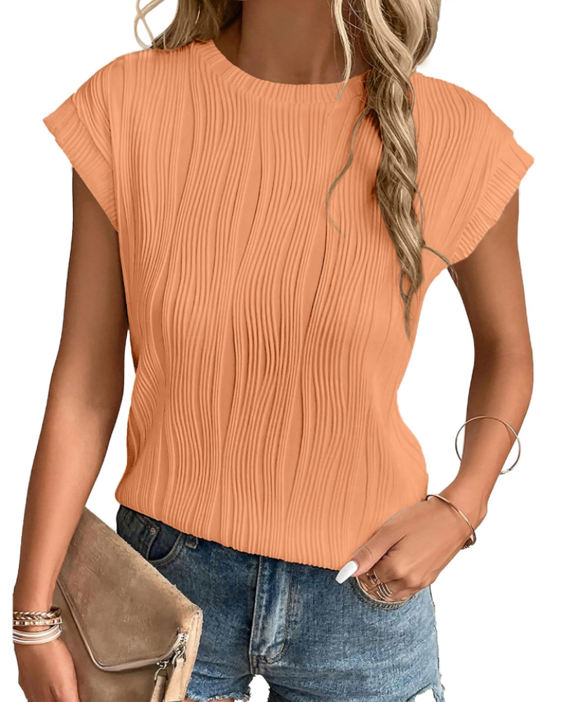 Zuri T-Shirt Donna – Top Maglia Texturée Manches Chauve-Souris & Vestibilità Morbida Chic